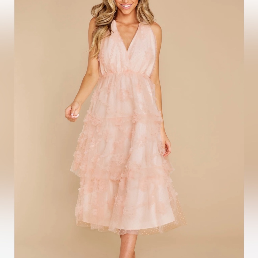 Red Dress Boutique Stolen Glances Light Pink Midi Dress - MEDIUM / Light Pink